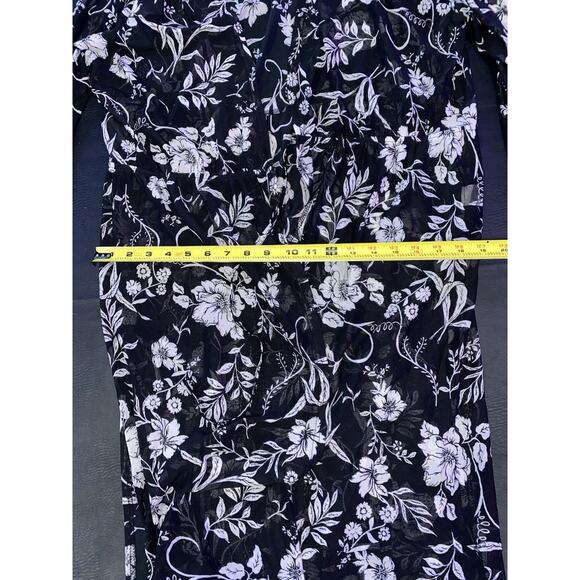 SIREN LILY Black & White FLORAL DESIGN 3/4 SLEEVE TOP SIZE 2X RN# 149444 Poly - Picture 4 of 8